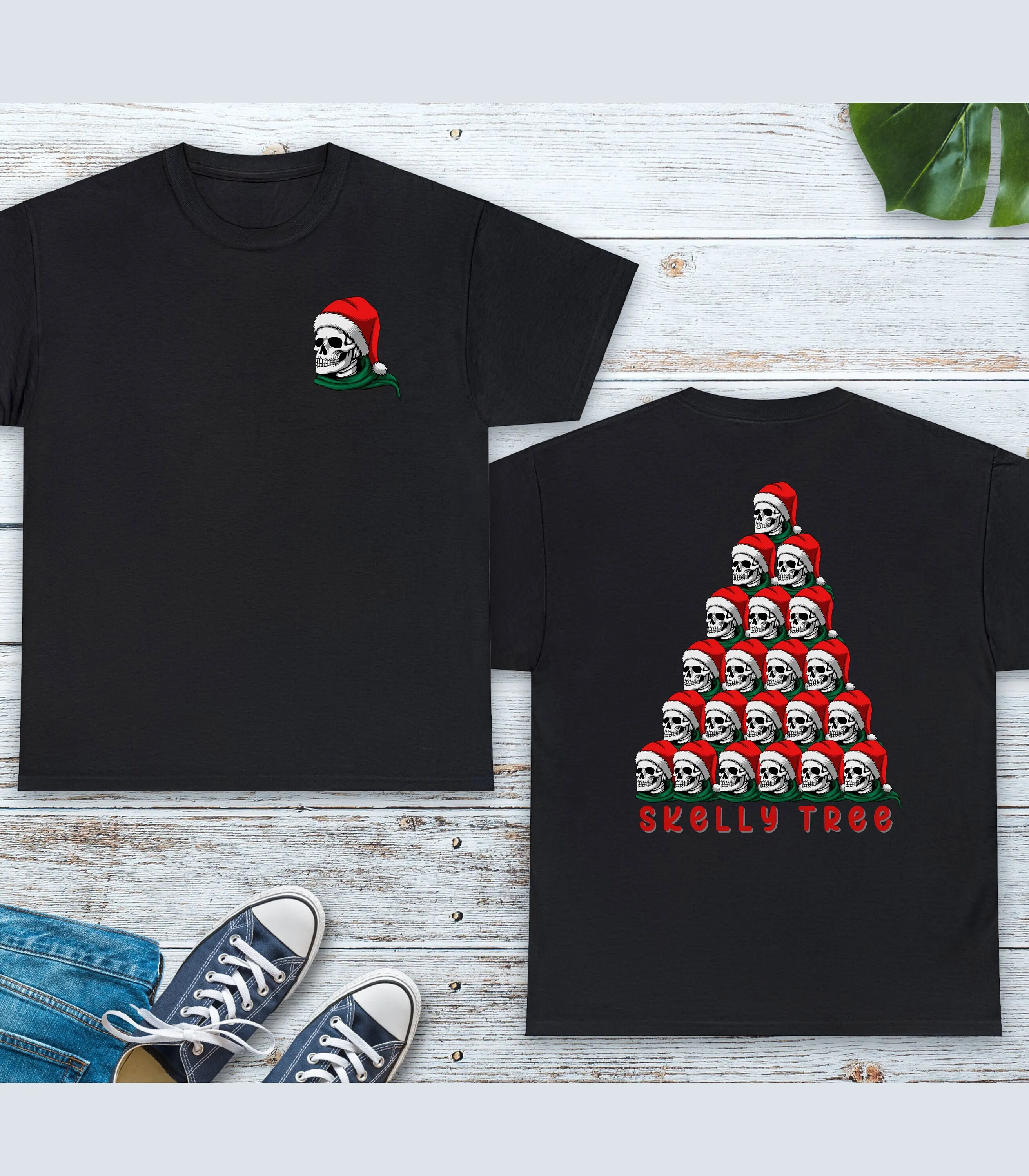 Skelly Christmas Tree Skeleton T Shirt Festive Holiday Design Unique