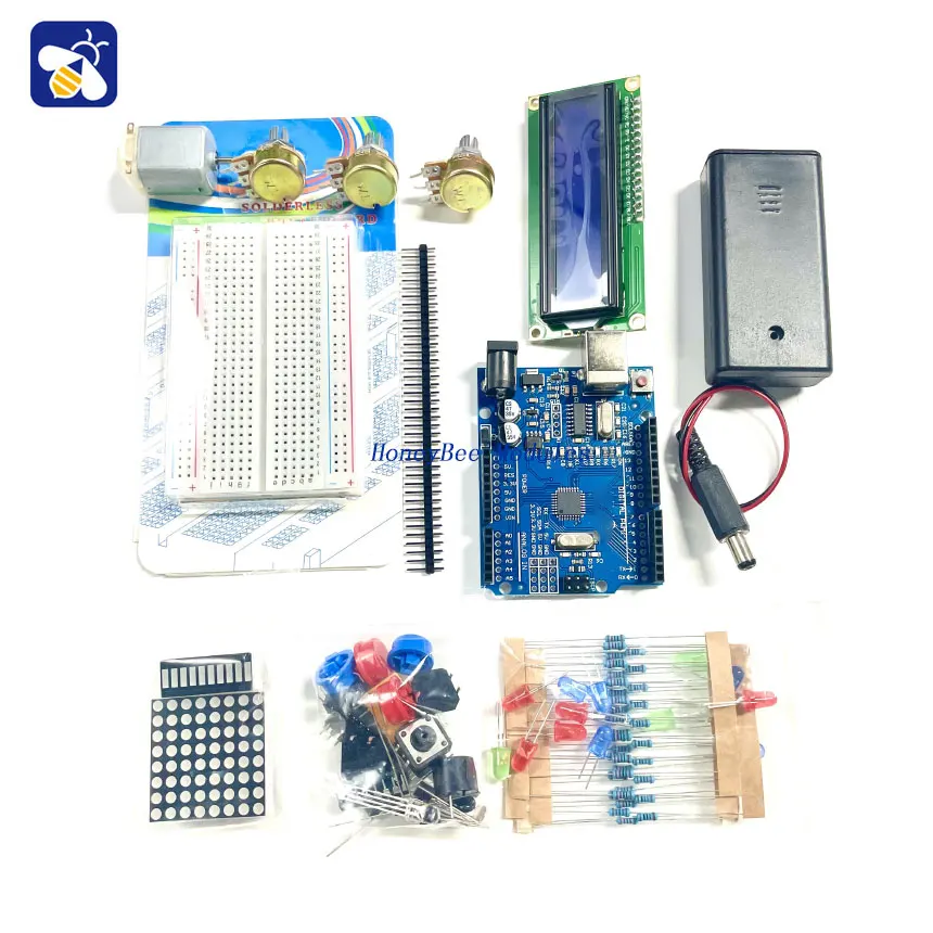 Super Starter Kit for  UNO R3 LCD1602 Display Breadboard Potentiometer Motor Learning Kit