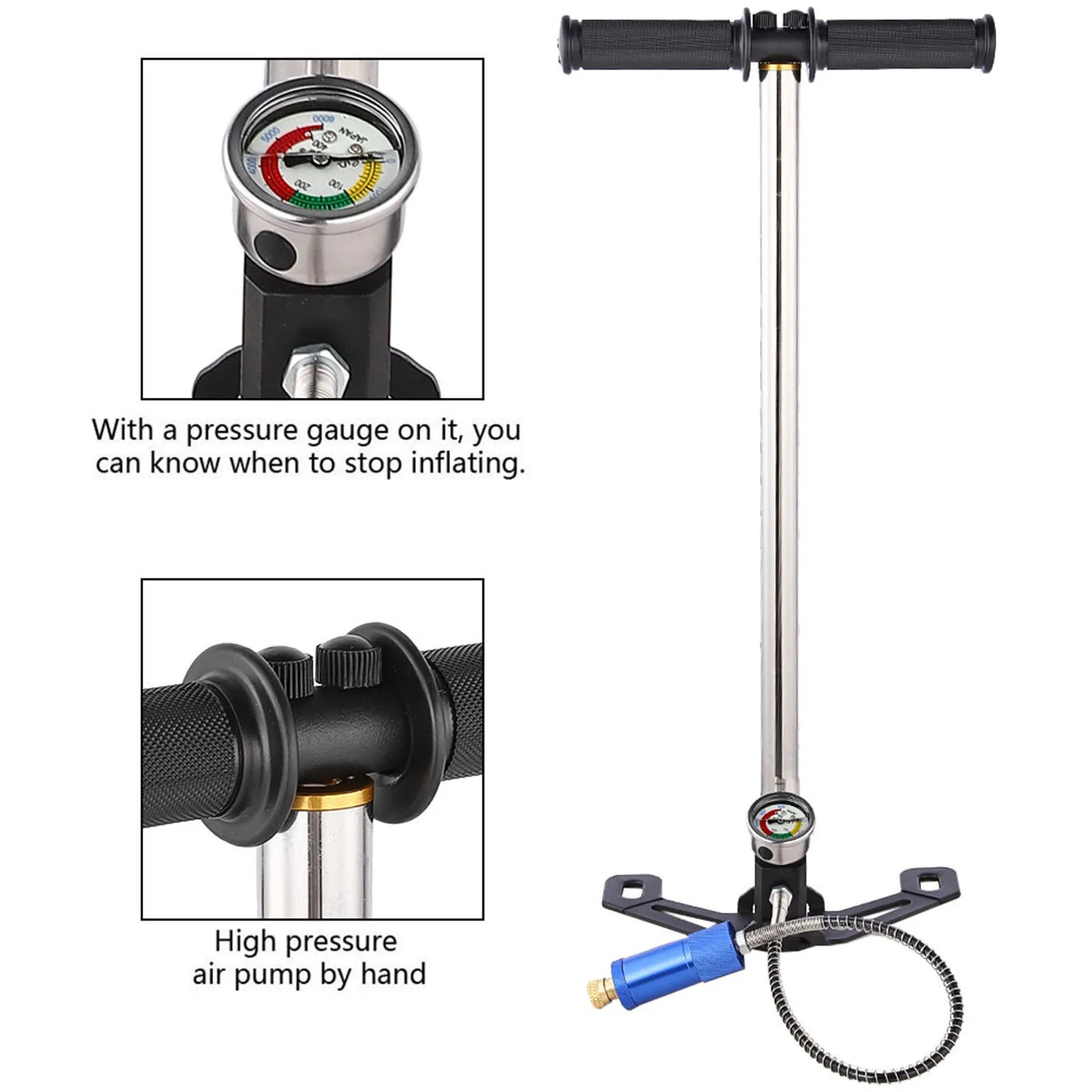 

Воздушный насос для дайвинга, ручной воздушный насос высокого давления, портативный насос с манометром для кислородного баллона, ручной насос для дайвинга
