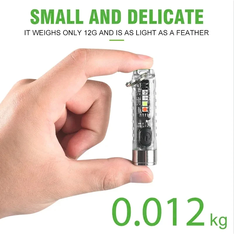 قطعة واحدة من مصباح سلسلة مفاتيح صغير قابل لإعادة الشحن مع 10 أوضاع وقاعدة مغناطيسية - مثالية للتخييم والأنشطة الخارجية #3