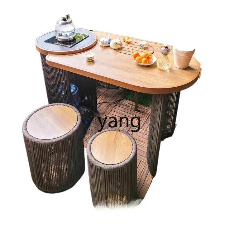 

MM balcony tea table and chair combination living room household medieval new Chinese zen small tea table
