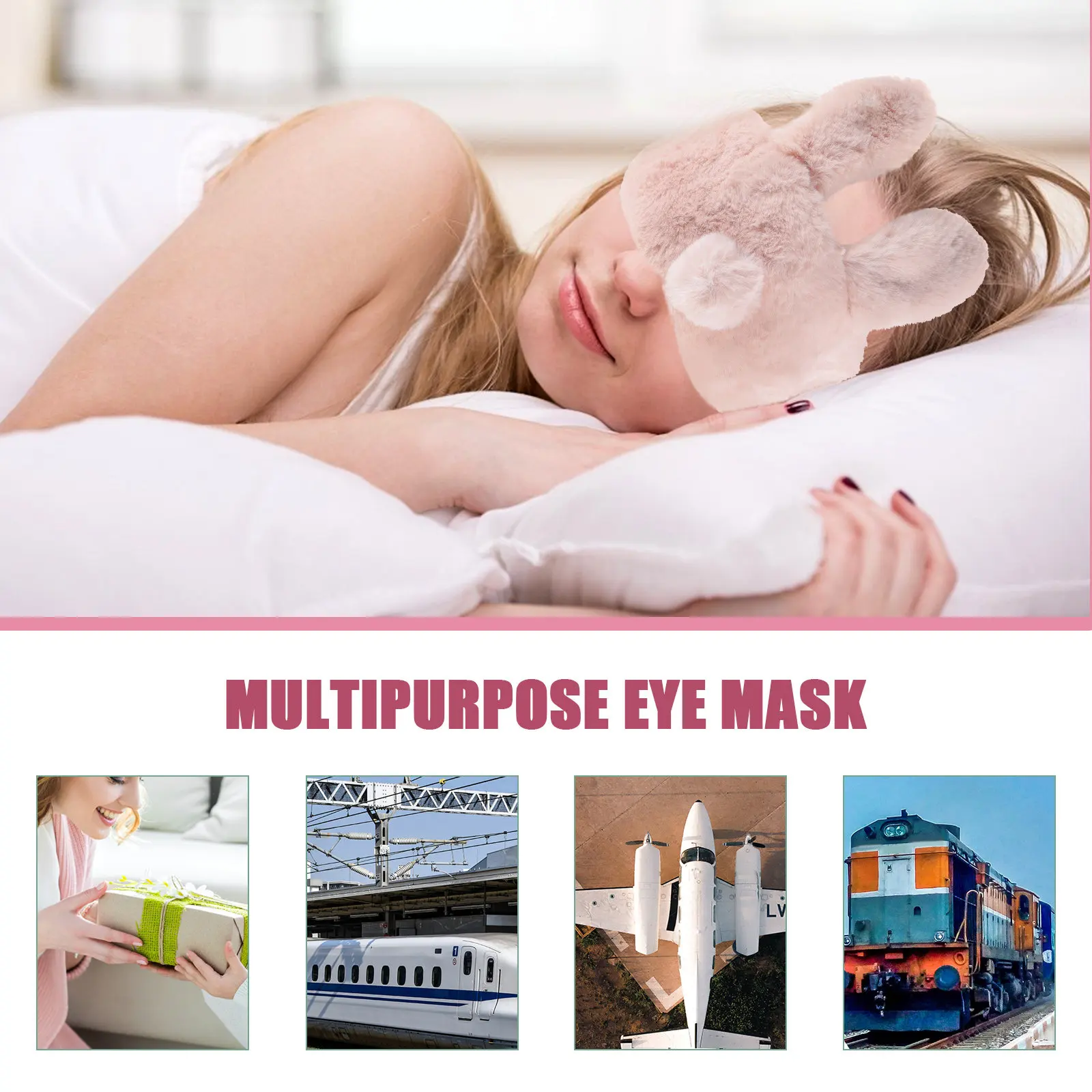 1Set Breathable Sleep Mask Lightproof Eye Cover Comfortable Elastic Design Travel Sleeping Mask Daily Use Multi-Function Gel