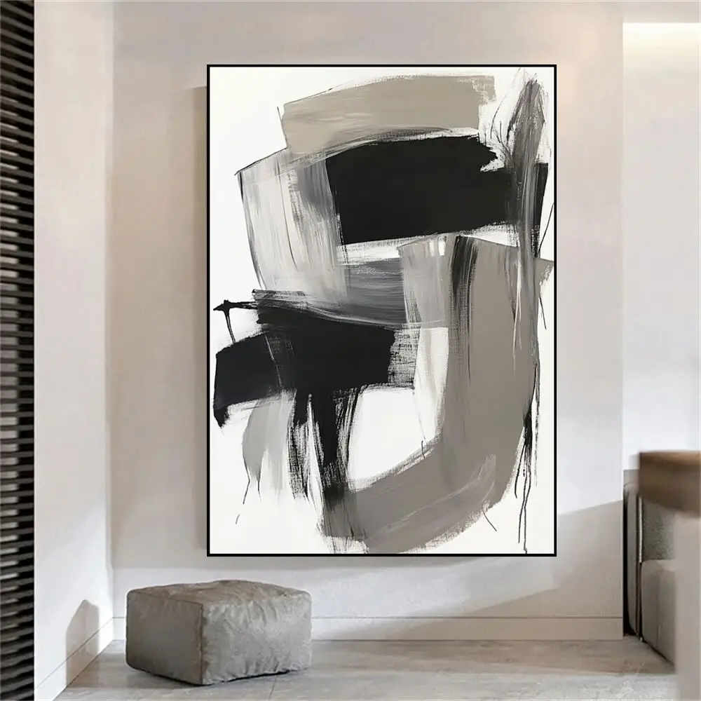 Pure Hand Drawn Texture Abstract Oil Painting On Canvas Bedroom Corridor High-End Hanging Painting Home Decoration Wall Art