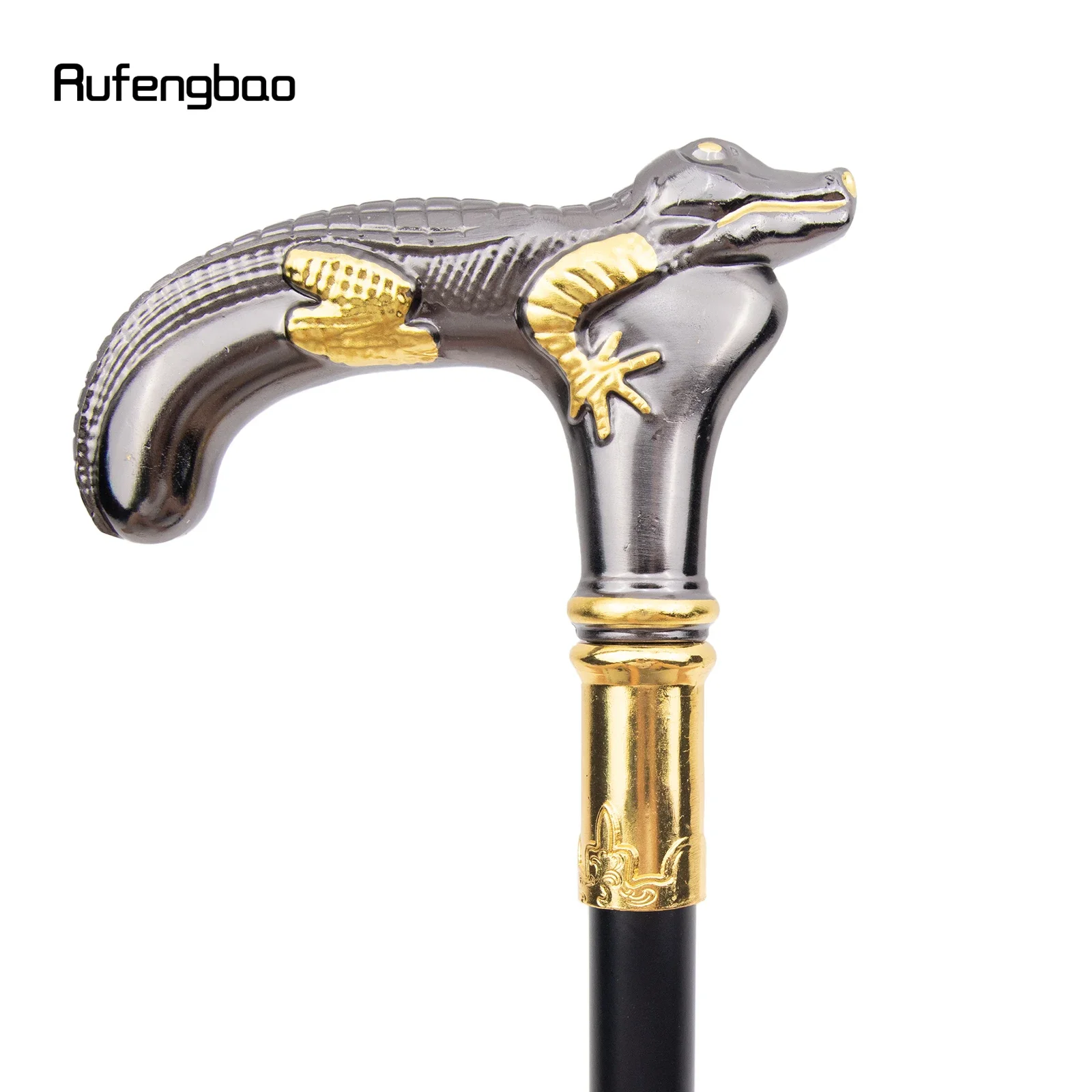 Golden Black Lizard Walking Cane Fashion Decorative Walking Stick Gentleman Elegant Cosplay Cane Knob Crosier 89cm