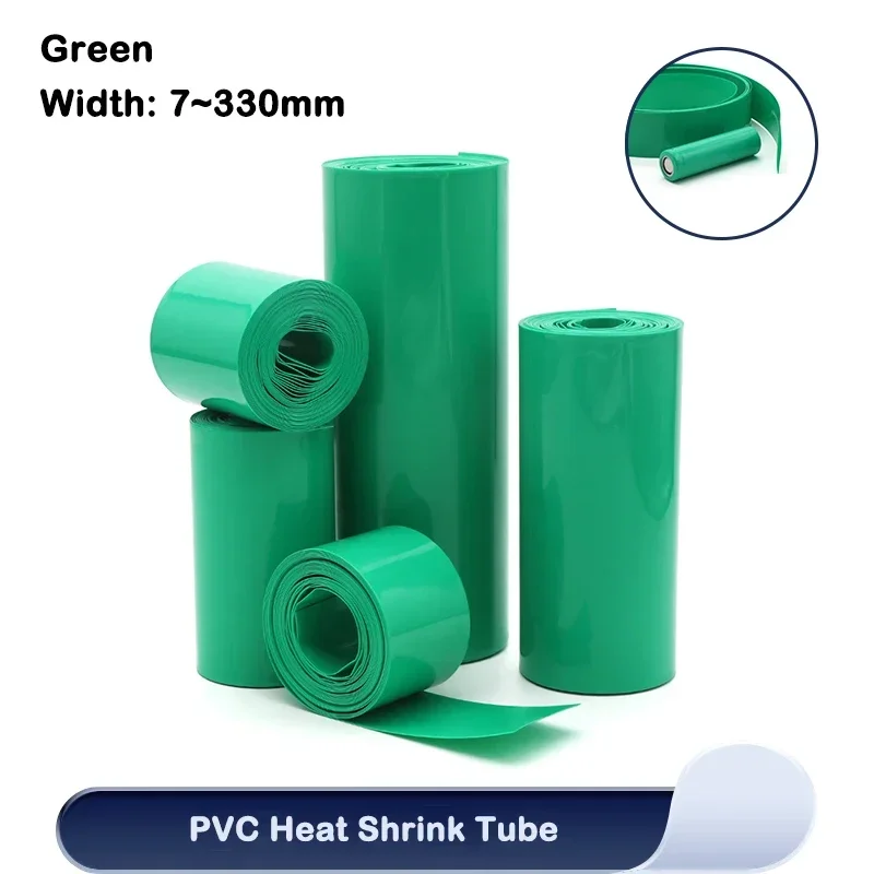 

7mm ~ 330mm Green 18650 Lipo Battery PVC Heat Shrink Tube Pack 1M~20M Insulated Film Wrap Lithium Case Protection Cable Sleeve