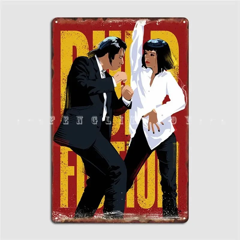 Pulp Fiction Dancing Metal Sign Cinema Living Room Home Personalized Wall Plaque Tin Sign Poster