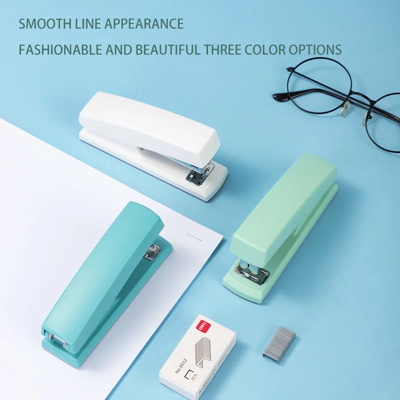 Deli Fashion Stapler 1PC, Smooth-Line Design, Tricolor Options, Stylish & Functional for School & Office Use