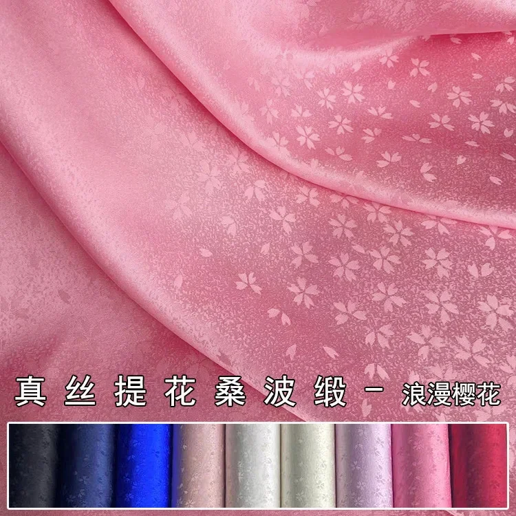 

100% шелковая шелковая романтическая шелковая сакура, жаккардовая атласная ткань, китайский стиль для Ципао и ханьфу