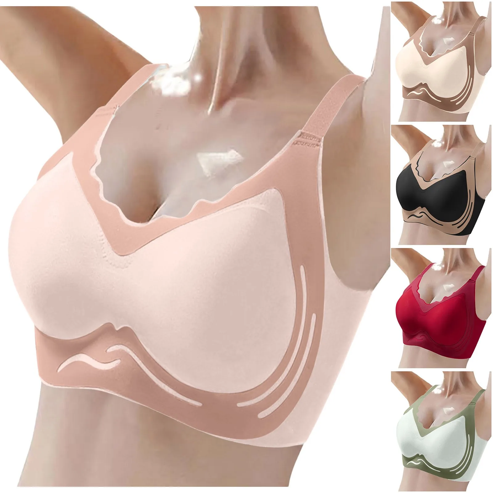 Women's Thin Seamless Vest Soft Support Large Chest Small Half Fixed Cup Breathable Bra