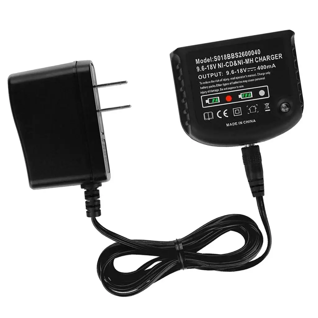 US Plug 9.6V-18V Battery Charger Compatible with 7.2V 9.6V 12V 14.4V 18V Ni-MH/Ni-Cd Slide Style Batteries