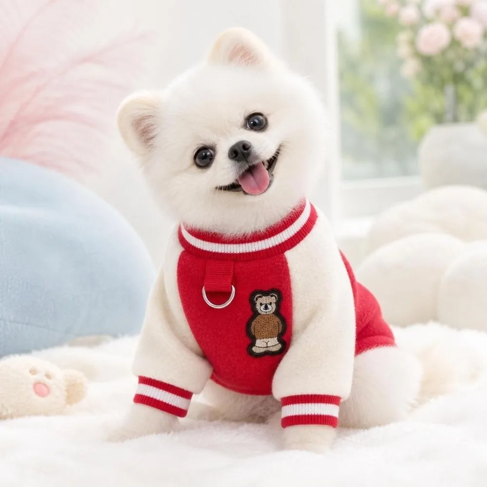 Fashion Autumn Winter Dog Warm Clothes Windproof Thickened Dog Jacket With R-ing Fleece Pet Clothes Cat