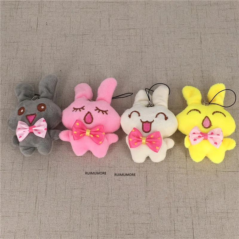 9cm Soft Stuffed Rabbit Plush Toys Mini Bow-tie Sitting Bunny Dolls Small Gift for Party Wedding Keychain Pendant Doll Girts