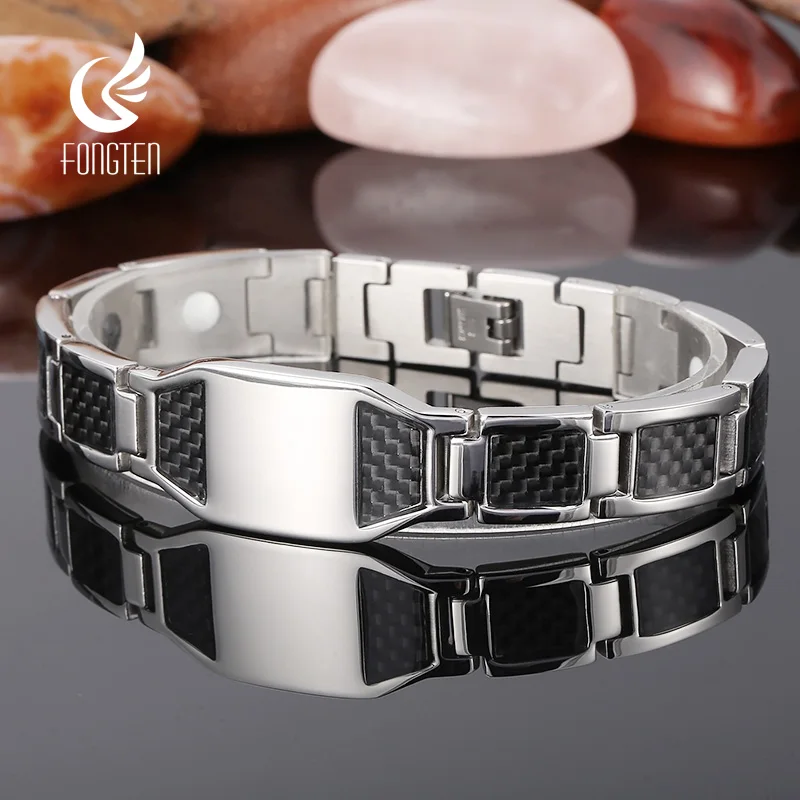 

Fongten 21.5cm Watchband Chain Bracelets For Men Stainless Steel Cross Pray Bracelets Bangle Men Multiple Color Jewelry