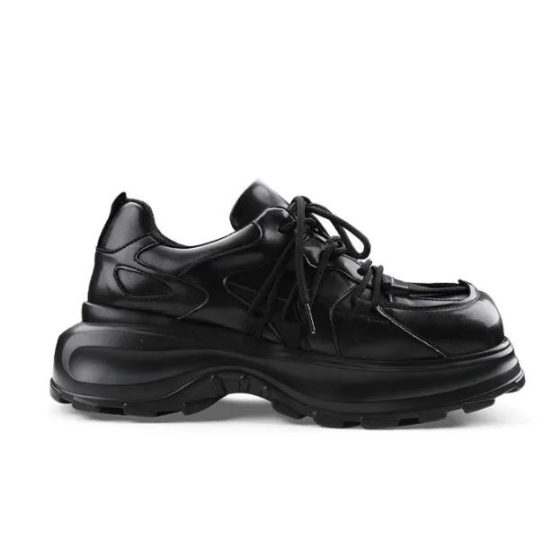 Square headed men's shoes 2026 thick soled new dad shoes sports single shoes strap casual shoes