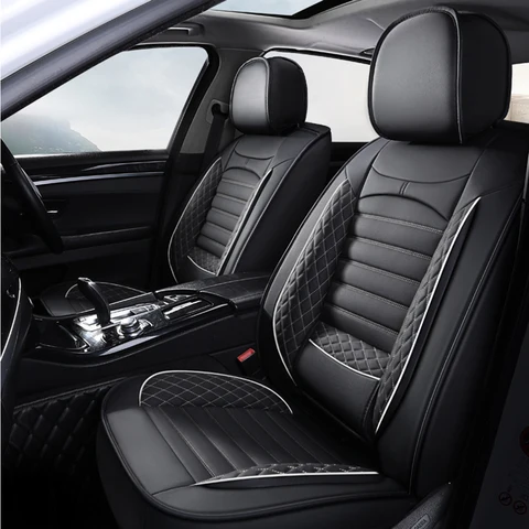 Black and White Faux Leather Seat Covers
