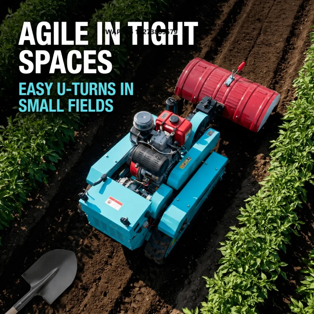 Remote Control Crawler Rotary Tiller Multifunctional Agricultural Cultivator for Orchard Garden and Farm Soil Plowing Work