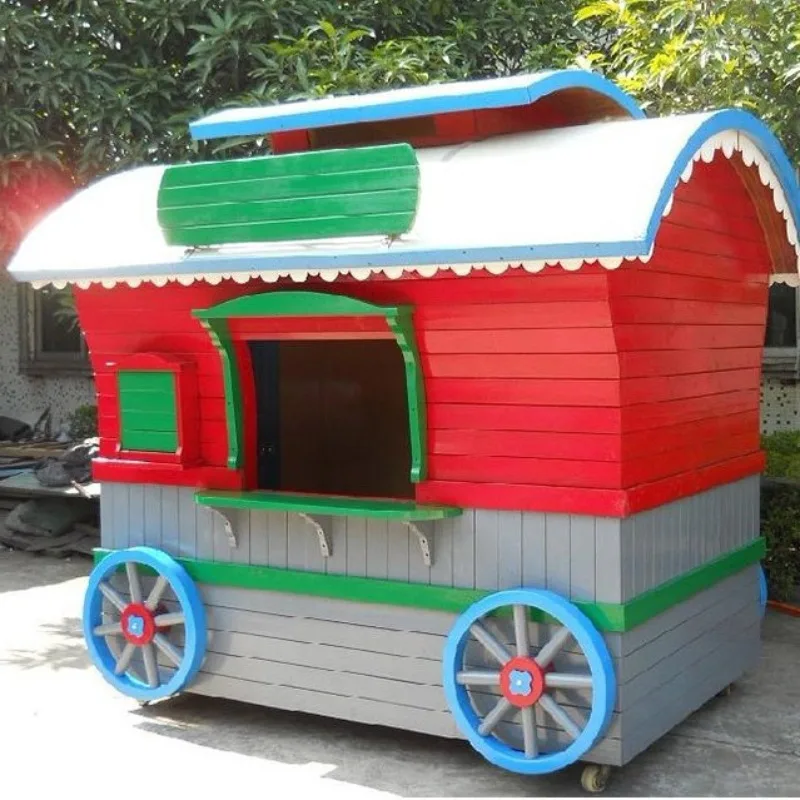 Outdoor kiosk, preservative wood chalet, newsstand, scenic cartoon ticket booth, milk tea house, gang booth, mobile float