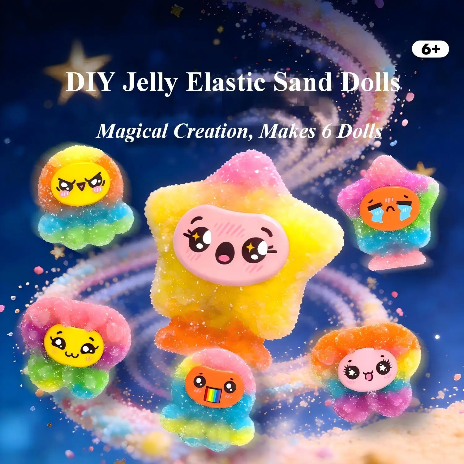

DIY Cute Jelly Doll Making Kit Creative Magical Ornaments Fast Molding 6 Dolls Handmade Kids Toy Birthday Gift for Boys Girls