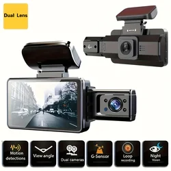 3 Inch 1080P Dual Lens Dash Cam For Cars, Front And Inside Full HD 1080P Car Camera With Loop Recording Night Vision Wide Angle