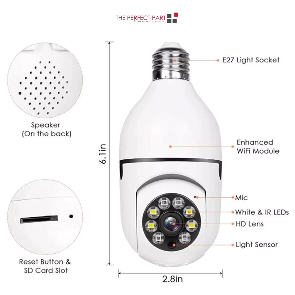 360 1080P IP E27 Light Bulb Camera Wi-Fi IR Night Smart Home Wireless Security