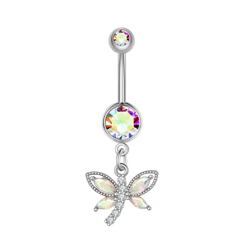 1Pc Snake Surgical Steel Bee Belly Navel Piercing Button Ring Curved Steel Barbell CZ Body Jewelry Ear belly  jewelry1.6*10mm