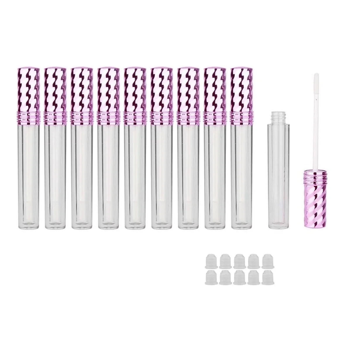 30Pcs 4ml Empty Lip Gloss Tubes Clear Plastic Refillable Bottle Container with Stoppers for DIY Lip Gloss Balm Cosmetic