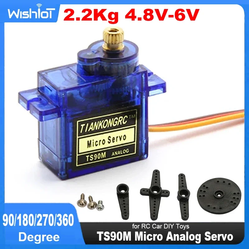 TS90M Servo Analog mikro gigi logam penuh 90/180/270/360 derajat sudut dapat dikontrol 360 ° rotasi terus menerus untuk mobil RC mainan DIY