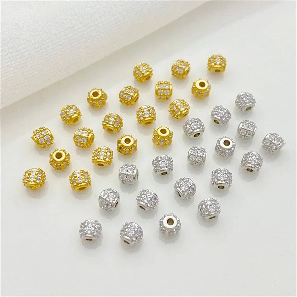 14K Gold-wrapped Micro-inlaid Zircon Mini Diamond Ball Bead Spacer Handmade DIY Bracelet Necklace Jewelry Material Accessories