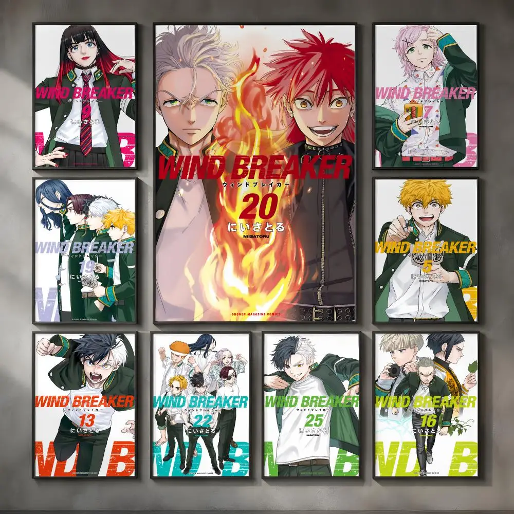 Manga W-WIND BREAKER-r Poster Vintage Self Adhesive PP Wall Art for Living Room Bar Bedroom Home Decor Gift
