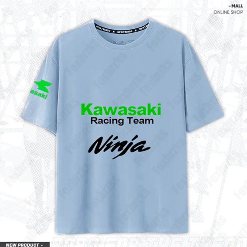 Kawasaki Blauw 2024 Heren T-Shirt Casual Raceteam Demon Klauw T-Shirt Oversized Grafische Sporttops Ademende Streetwear