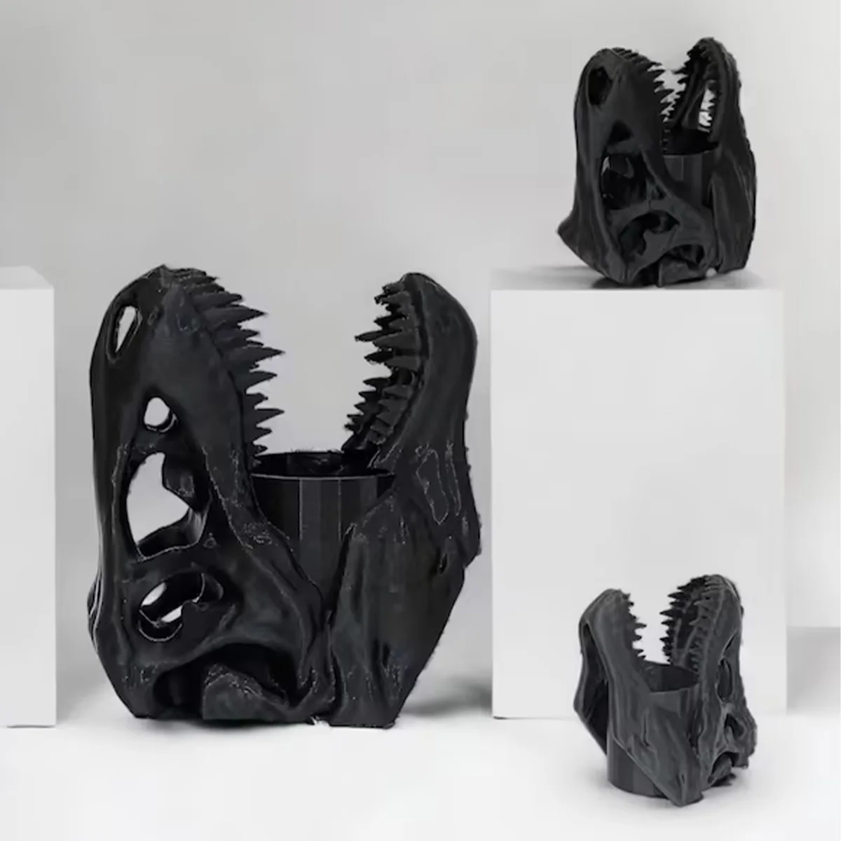 

Прохладный черно-белый держатель для ручек в виде динозавра, креативное настольное хранилище, добавление развлечения обучения для улучшения космического стиля.