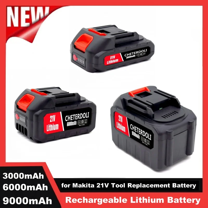 21V Rechargeable Lithium Battery Electric Power Tool Replacement Battery with Indicator for Makita 2