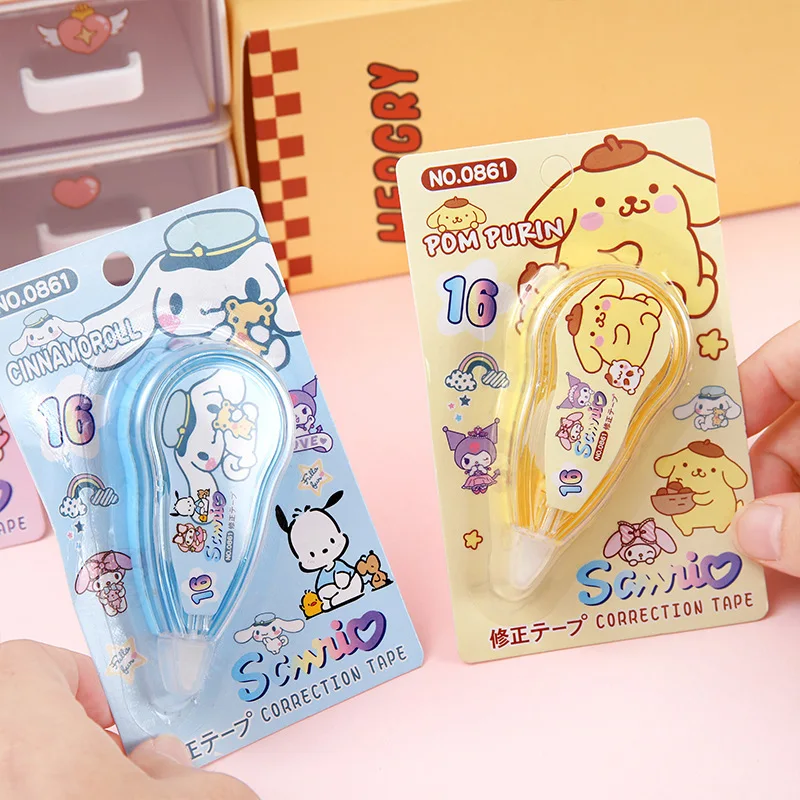 Sanrio 6/12pcs Cute Stationery Set Correction Tape Kawaii Kuromi Cinnamoroll Middle Correction Tape Pupils' Homework Altered