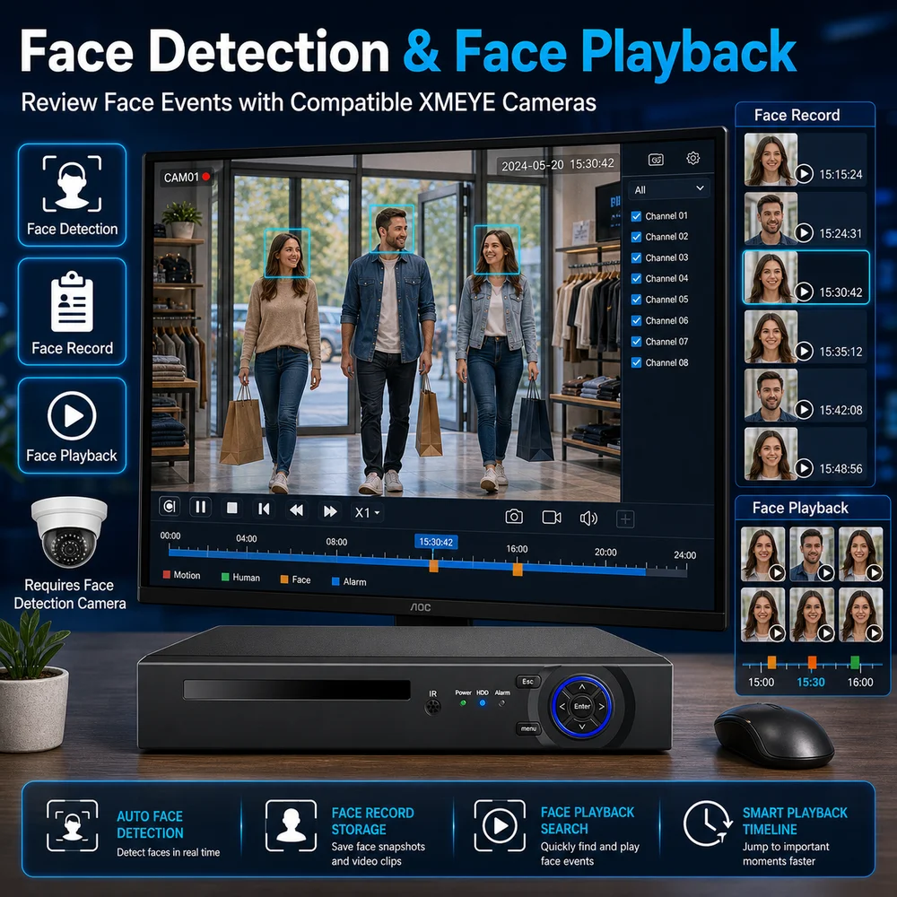 XMEYE 8CH 4K H.265 AHD 5 in 1 DVR NVR Hybrid Recorder Face Detection 8MP CCTV Digital Surveillance 4CH 8 Channel For IP Camera