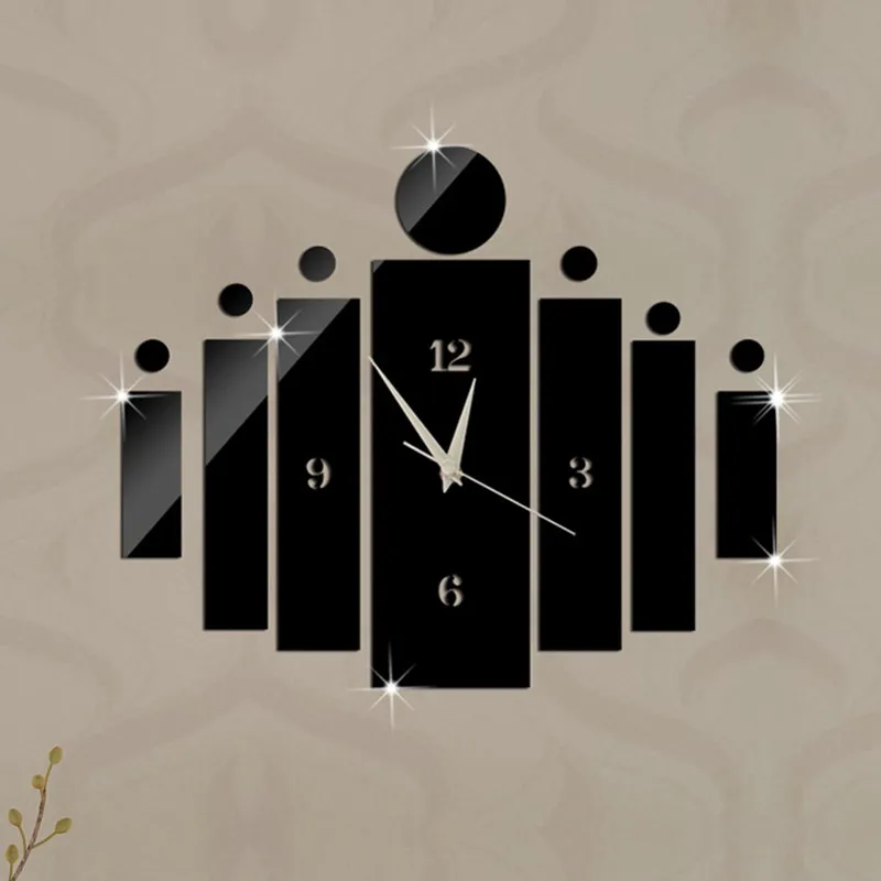 Creative กระจกอะคริลิคนาฬิกาห้องนั่งเล่นตกแต่งบ้านห้องนั่งเล่นสติ๊กเกอร์ติดผนังนาฬิกา