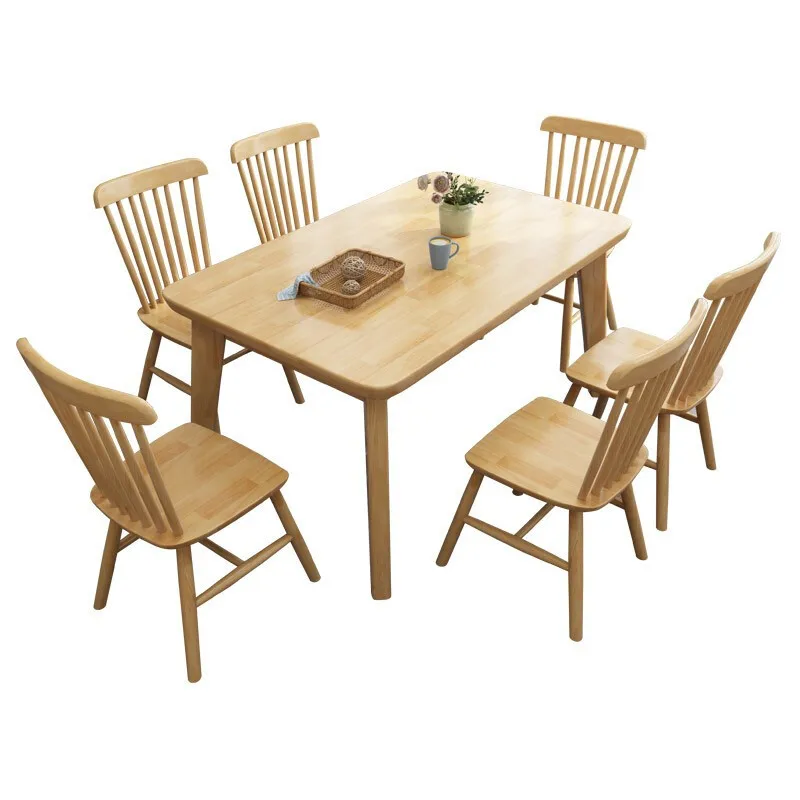 

Factory Direct Supply Square /Rectangle Solid Oak Wood Natural Dining Table and 4 Chair Set