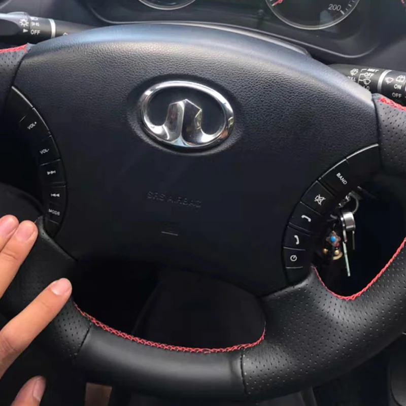 Leather Car Steering Wheel Cover Fit For Great Wall Hover Haval H3 H5 Wingle 3 Wingle 5 Sewing Custom Diy Auto Car Accessories