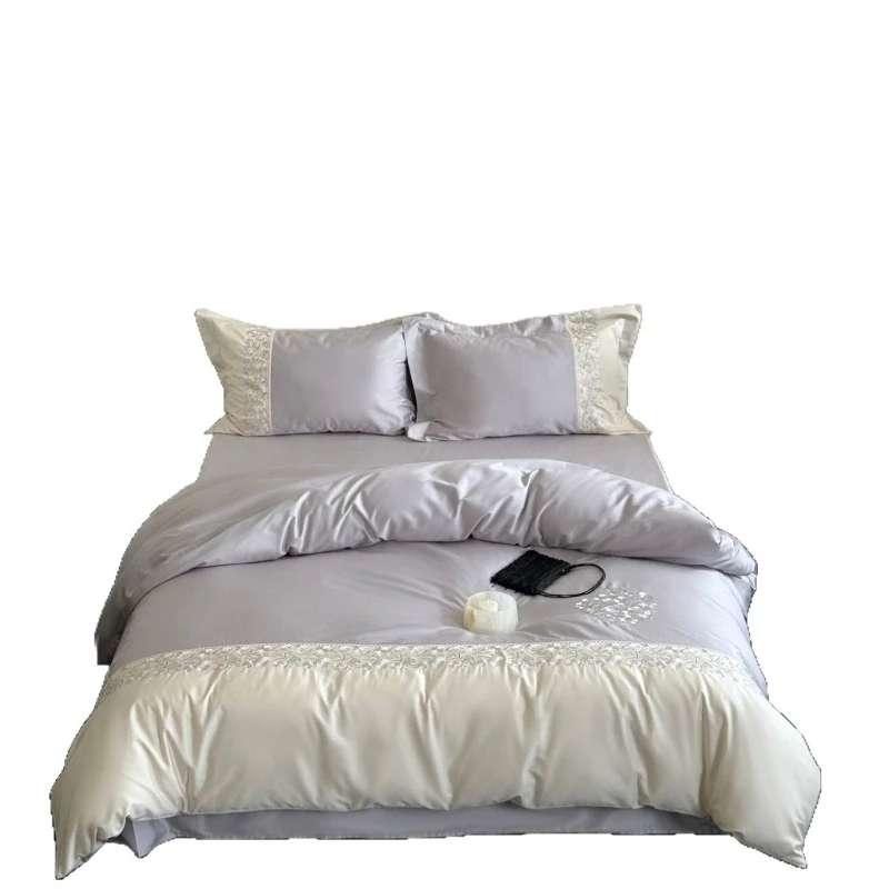

Long-staple cotton pure cotton four-piece romantic flower embroidery cotton quilt cover bedding