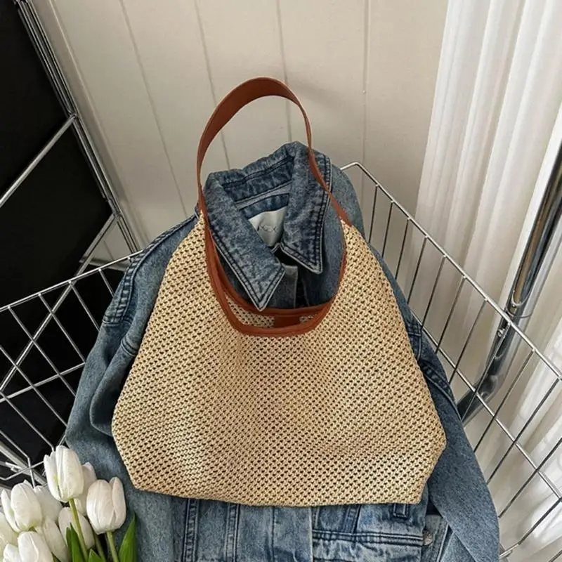 

340D Fashion Straw Bag for Women Beach Bag Large Capacity Armpit Bag Shoulder Bag