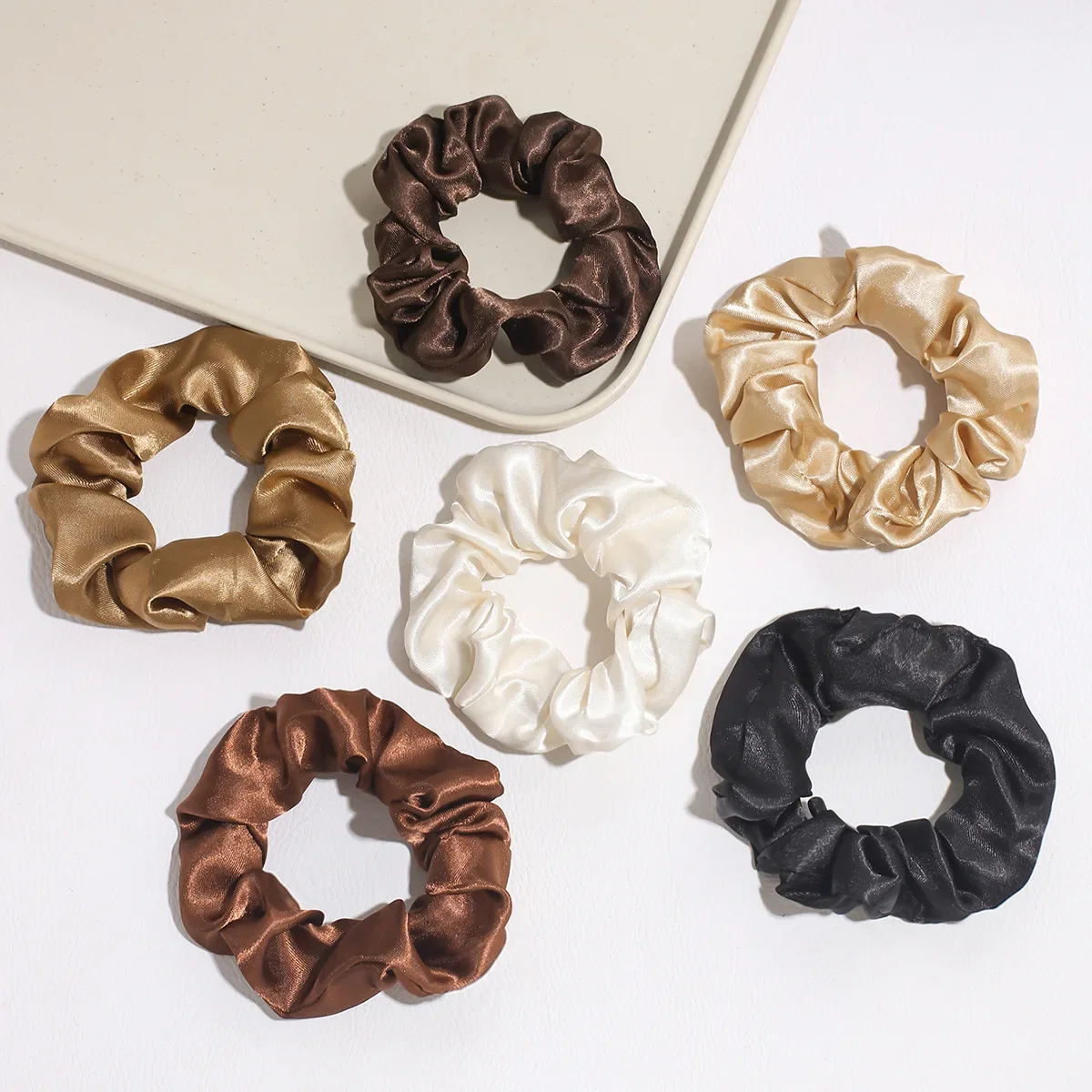 6 Pcs Satin Solid Color Elastic Hair Bands for Girls Hair Accessories Women Ice Silk Ponytail Holder Silk Hair Ties Scrunchies