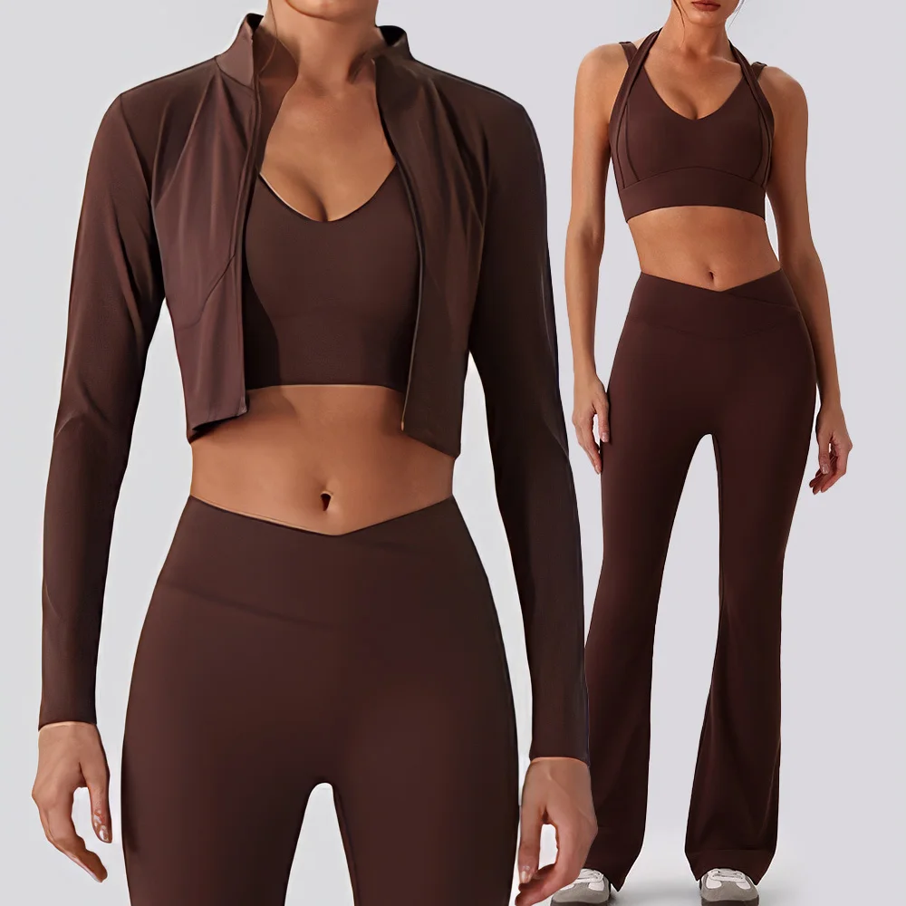 1/2Pcs Yoga Set Woman's Quick Drying Legging Backless Workout Top Yoga Zipper Long Sleeves Gym Yoga Pants High Waist Yoga Set