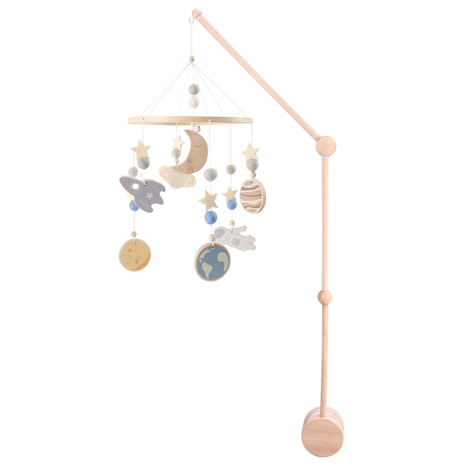 Baby Bed Bell Toy Holder Crib Bed Bell Wooden Bracket Baby Mobile Hanging Rattles Toy Holder Decorative Accessories Arm Bracket