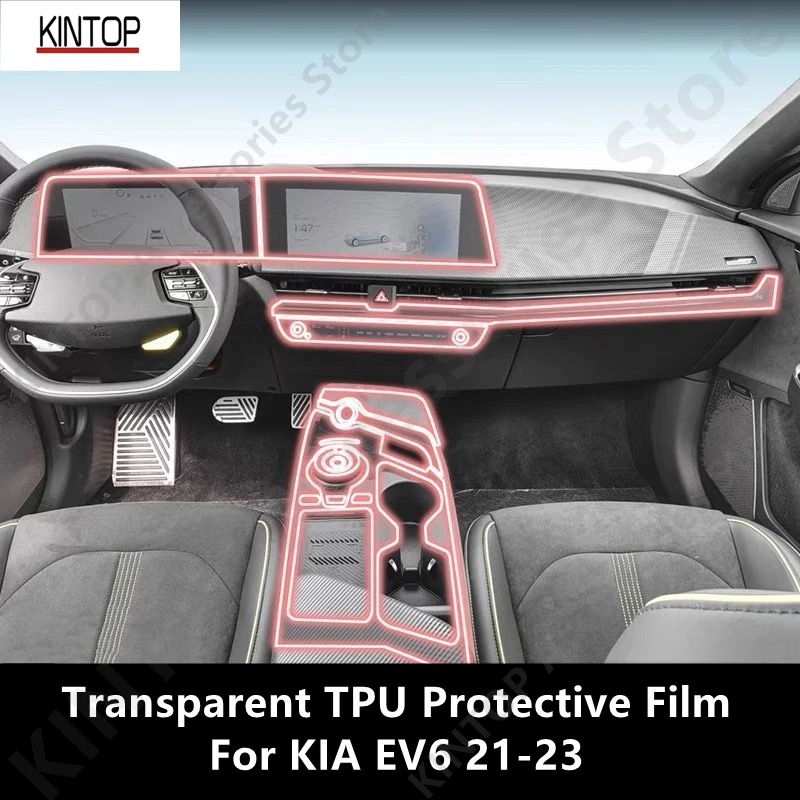 

For KIA EV6 21-23 Car Interior Center Console Transparent TPU Protective Film Anti-scratch Repair Film Accessories Refit