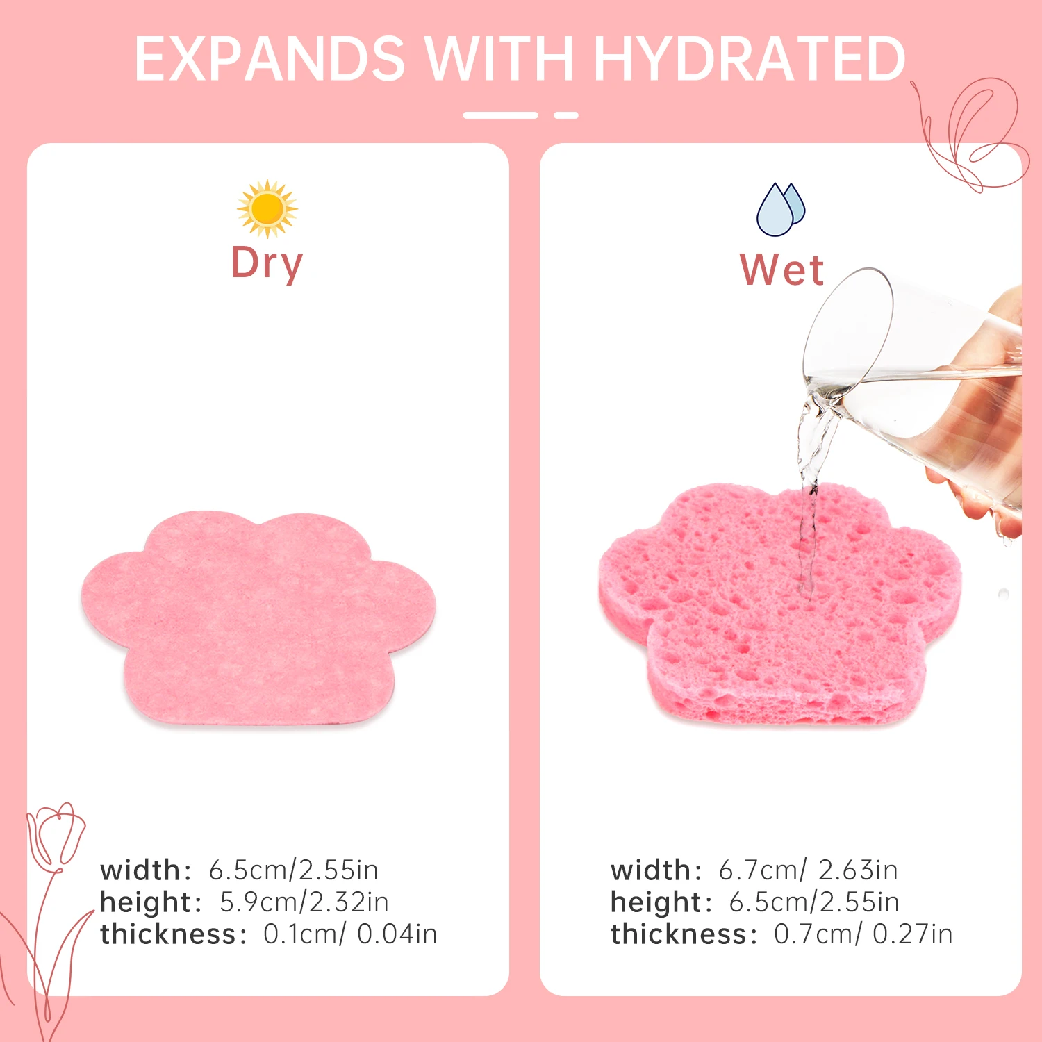 30 esponjas faciais comprimidas para pata de gato, expansão rápida na água, esfoliante macio e reutilizável, natural para limpeza diária