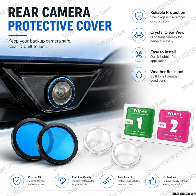 Hassle-Free Install Car Reverse Camera Lens Protector, Anti-Scratch Waterproof Cover, Long-Lasting Use