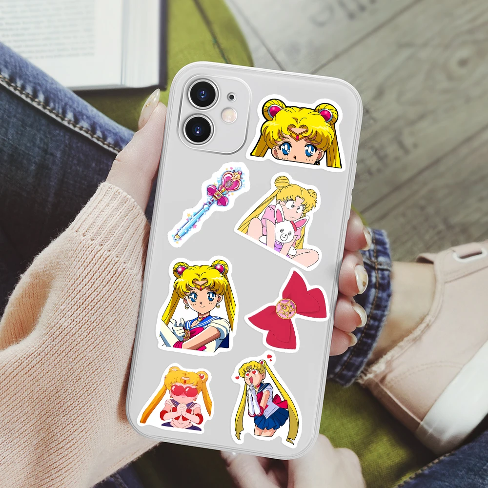 Anime Girl Stickers Kawaii Yellow Hair Girls DIY for Laptop Luggage Phone Scooter Funny Vinyl Decal for Kids Children Waterproof view 5