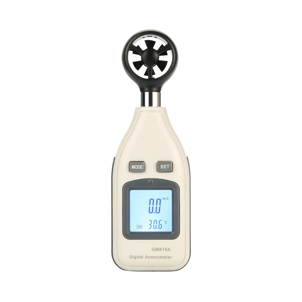 go yojo GM816A Handheld Digital Wind Speed Meter Anemometer NTC Thermometer LED Display IP65 Protection -10~45 1 Year