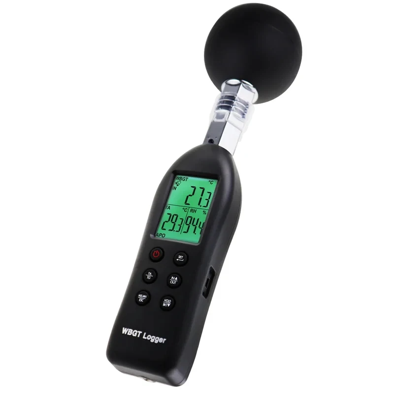 , Globe Temperature & Humidity Datalogger Recorder/ Heat Index Strs WBGT Meter/ Backlight In