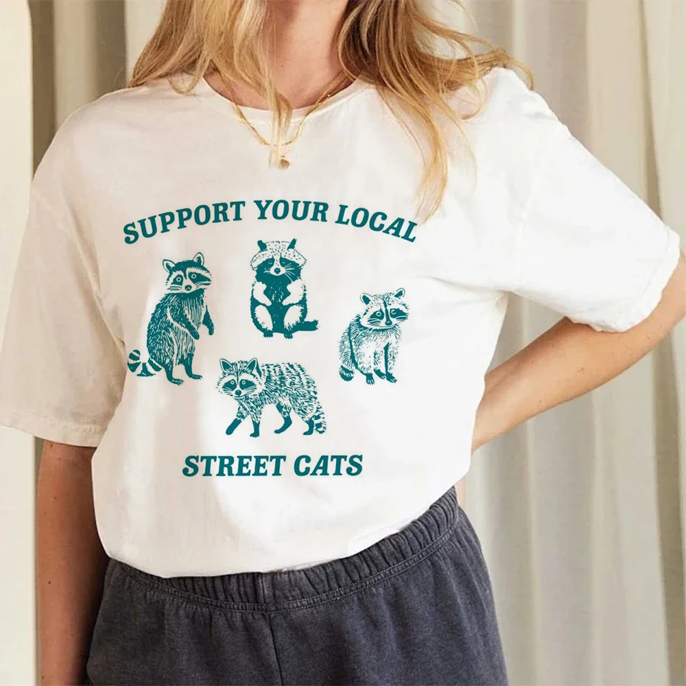 Women's T-Shirt Printing Support Your Local Street Cats Short Sleeve Casual T-Shirt Women's Clothing Pattern Summer Fashion T-Sh