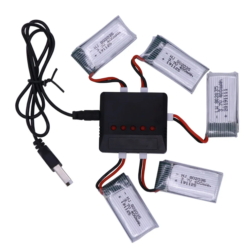 Bateria lipo e carregador 3.7v 400mah para x4 h107 h31 ky101 e33c e33 u816a v252 h6c rc quadcopter drone peça de reposição 802035   35C